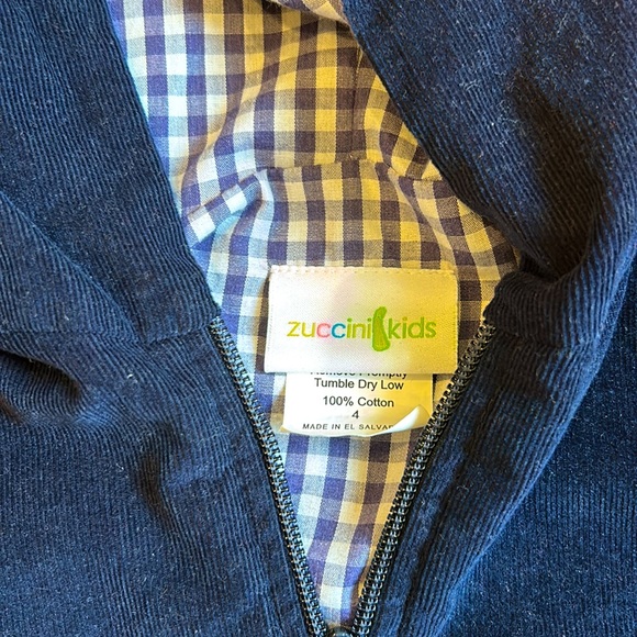 Zuccini Kids navy zipped corduroy hooded jacket, size 4 - Picture 3 of 3